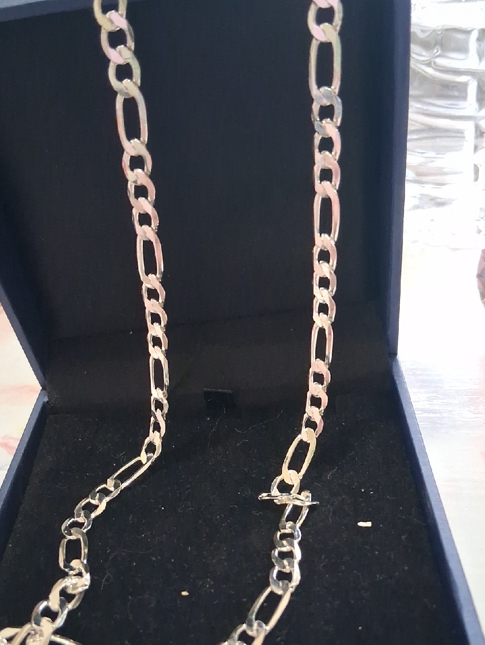 Silver Figaro Chain Necklace - Shiny Silver Link Chain